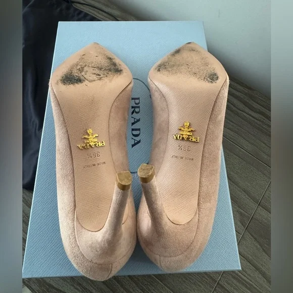 Prada Calzature Donna Suede Stiletto Nude Pumps - Picture 7 of 11